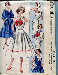 4142 1957  SLIM TO FLARE SAILORISH DRESS SLVS OR NOT PATTERN 16